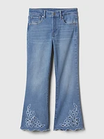 Kids High Rise Embroidered '70s Flare Jeans