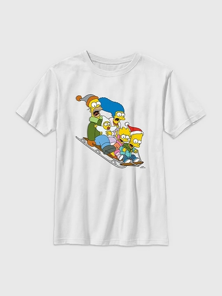 Kids The Simpsons Sledding Graphic Tee