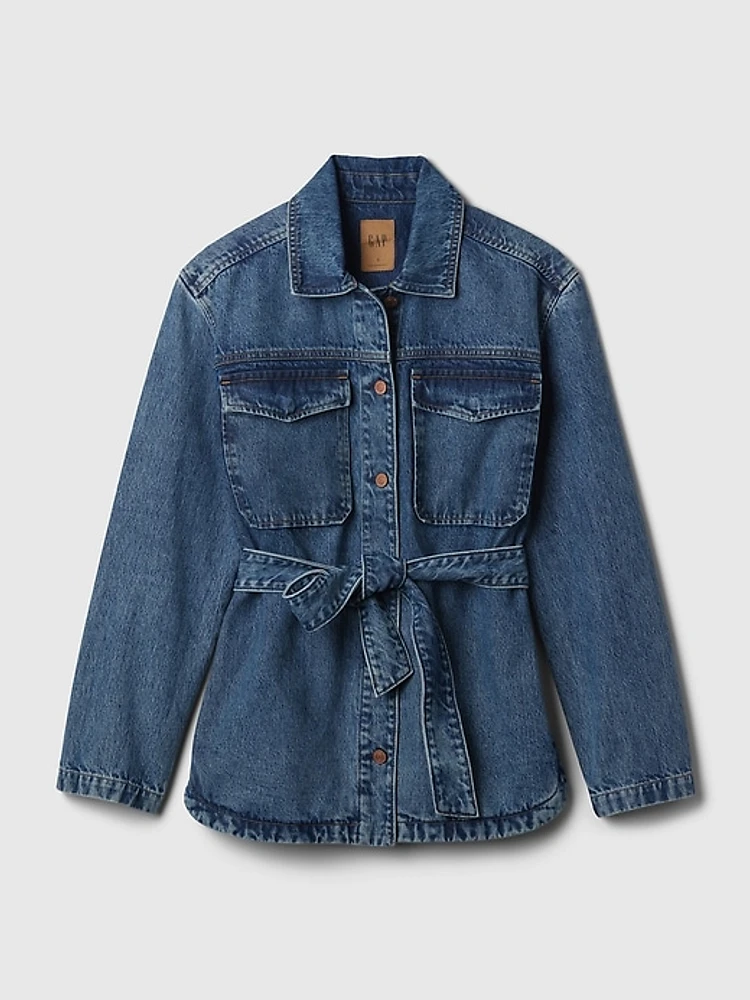 Belted Denim Shirt Jacket