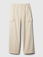 Mid Rise Loose Khaki Cargo Pants