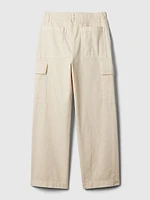 Mid Rise Loose Khaki Cargo Pants