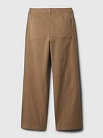 High Stride Wide-Leg Ankle Khakis