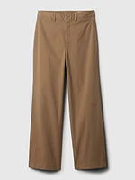 High Stride Wide-Leg Ankle Khakis