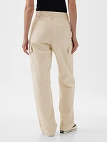 Mid Rise Loose Khaki Cargo Pants