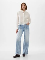 Eyelet Cropped Shirt