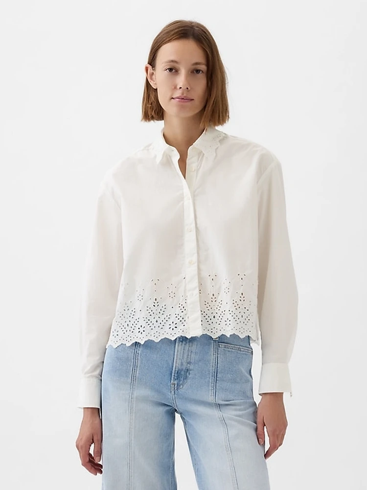 Eyelet Cropped Shirt