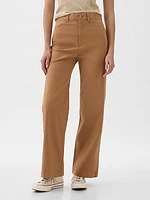 High Stride Wide-Leg Ankle Khakis