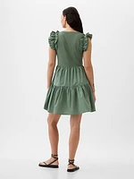 Ruffle Sleeve Tiered Mini Dress