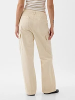 Mid Rise Loose Khaki Cargo Pants