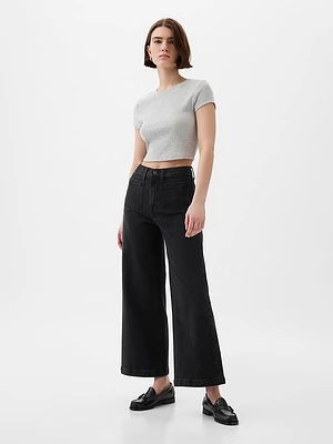 High Rise Stride Wide-Leg Ankle Jeans