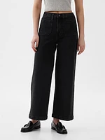 High Rise Stride Wide-Leg Ankle Jeans