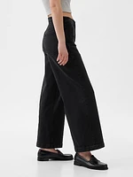 High Rise Stride Metallic Wide-Leg Ankle Jeans