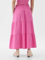 Crinkle Gauze Tiered Maxi Skirt