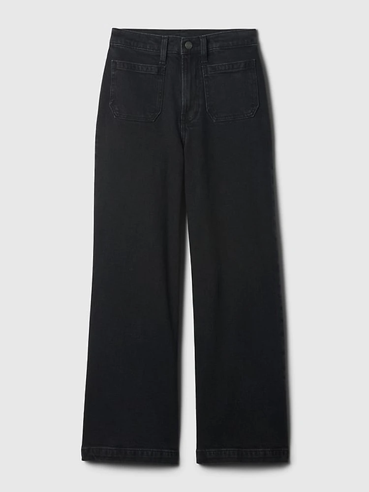 High Rise Stride Wide-Leg Ankle Jeans