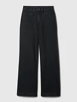 High Rise Stride Wide-Leg Ankle Jeans