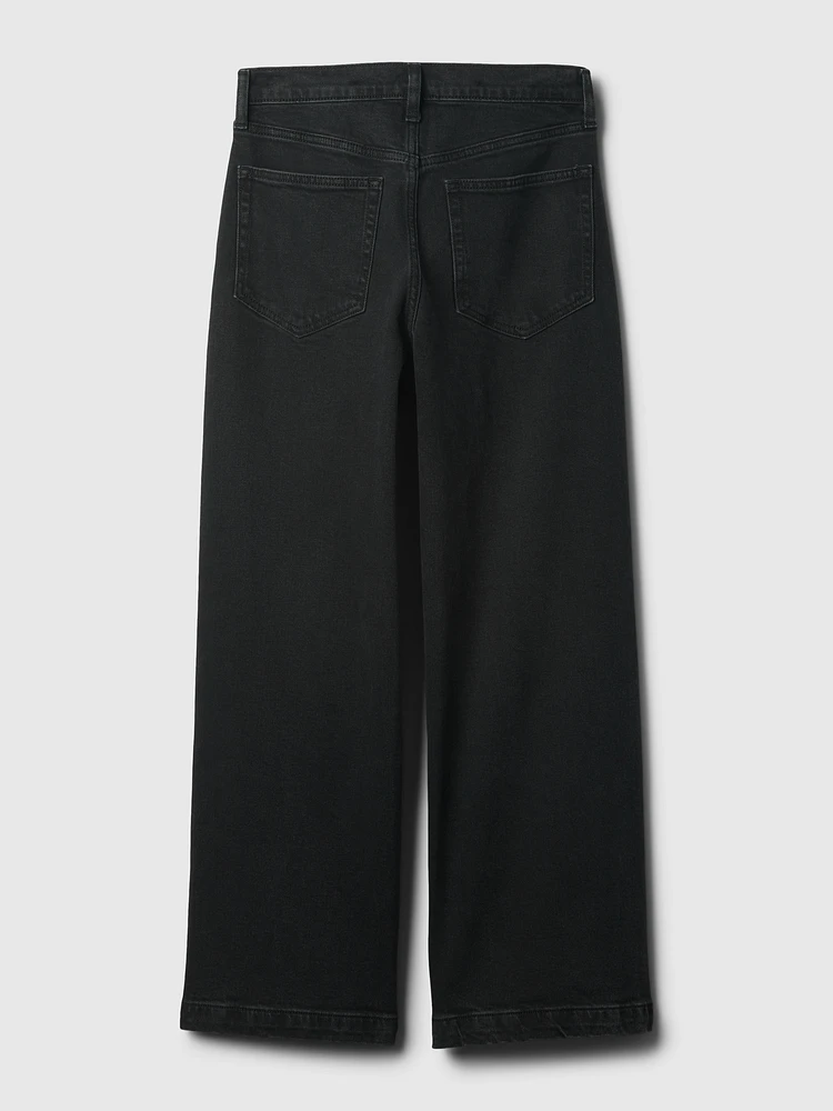High Rise Stride Wide-Leg Ankle Jeans