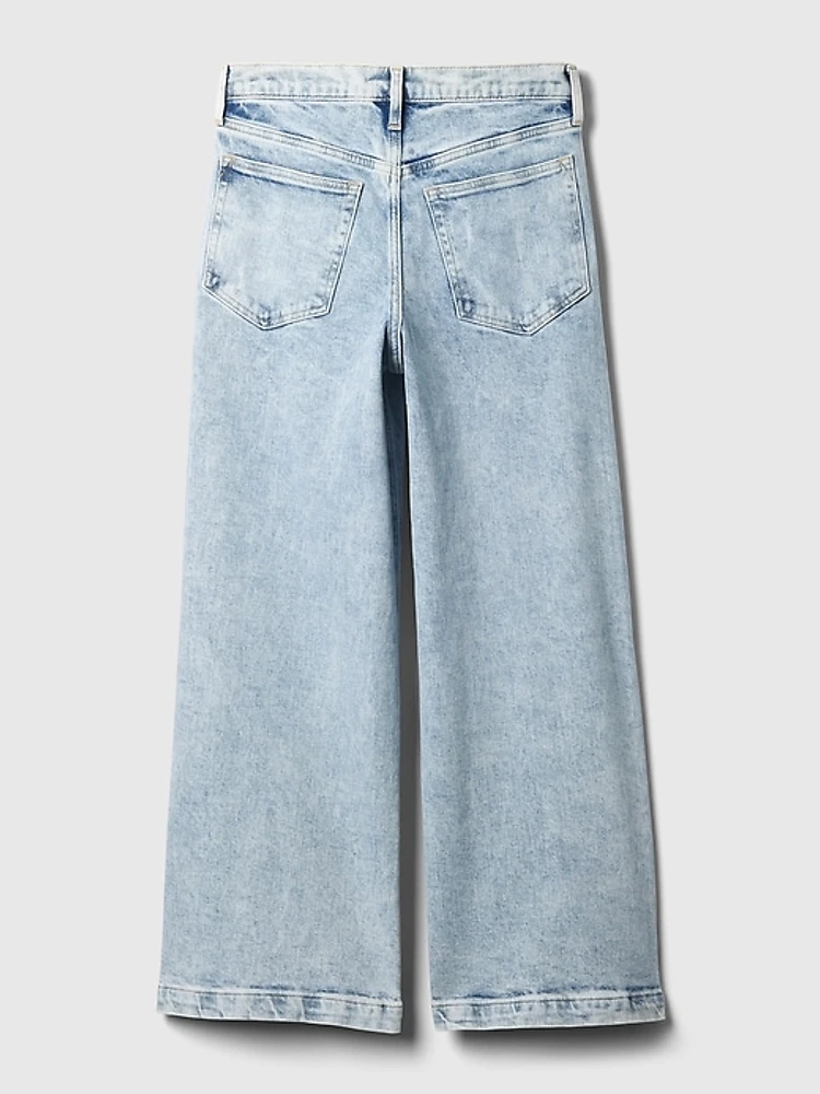 High Rise Stride Wide-Leg Ankle Jeans