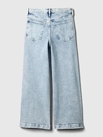 High Rise Stride Metallic Wide-Leg Ankle Jeans