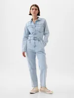 Belted Denim Jumpsuit