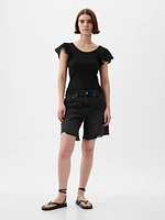 Eyelet Sleeve Rib T-Shirt