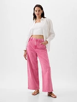 High Rise Stride Metallic Wide-Leg Ankle Jeans