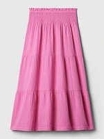 Crinkle Gauze Tiered Maxi Skirt