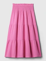 Crinkle Gauze Tiered Maxi Skirt