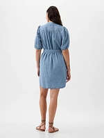 Puff Sleeve Denim Mini Dress