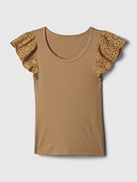 Eyelet Sleeve Rib T-Shirt