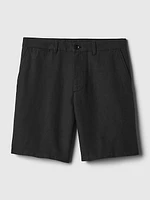 8" Linen-Cotton Shorts