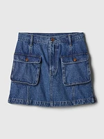 Denim Cargo Mini Skirt