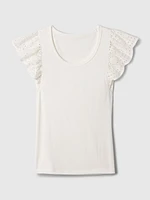 Eyelet Sleeve Rib T-Shirt