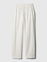 High Rise Linen-Cotton Pull-On Pants