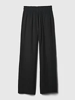 Mid Rise Crinkle Gauze Wide-Leg Pants