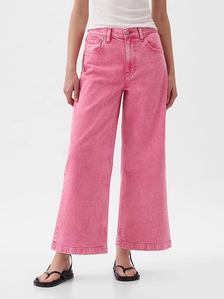 High Rise Stride Wide-Leg Ankle Jeans