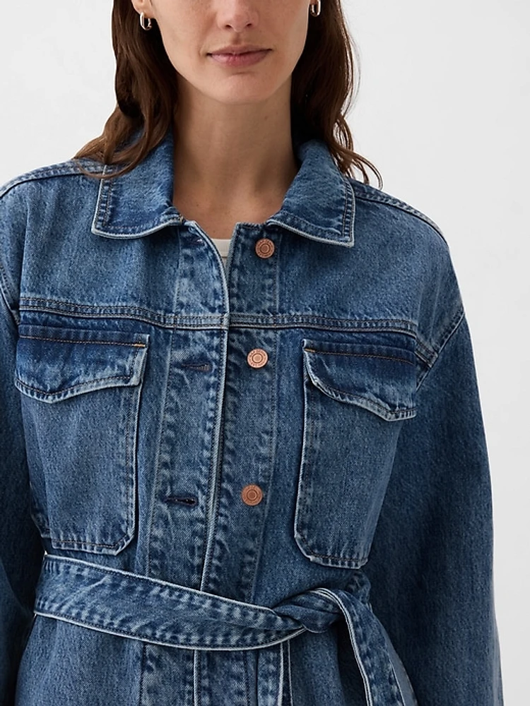 Belted Denim Shirt Jacket