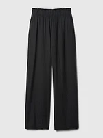 Mid Rise Crinkle Gauze Wide-Leg Pants