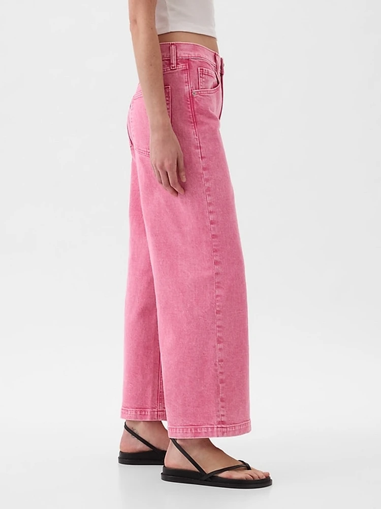 High Rise Stride Wide-Leg Ankle Jeans