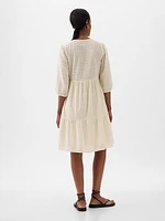 Maternity Eyelet Tiered Mini Dress