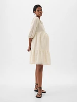 Maternity Eyelet Tiered Mini Dress