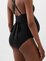 Maternity Wrap V-Neck One-Piece Swimsuit