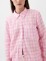 Pleated Satin Boyfriend Shirt