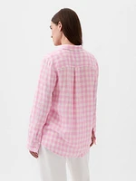 Pleated Satin Boyfriend Shirt