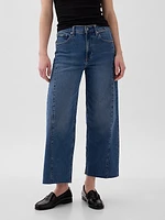 High Rise Stride Metallic Wide-Leg Ankle Jeans