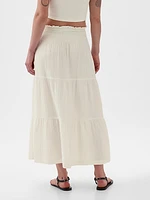 Crinkle Gauze Tiered Maxi Skirt