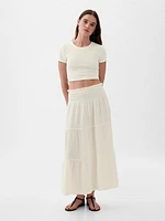 Crinkle Gauze Tiered Maxi Skirt