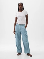 Mid Rise Wide Baggy Cargo Jeans