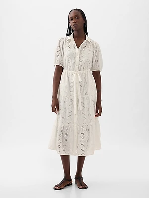 Eyelet Tiered Midi Dress