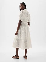 Eyelet Tiered Midi Dress