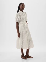 Eyelet Tiered Midi Dress